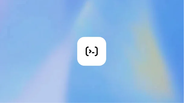 A command-line prompt inside brackets in a white square on a pale blue background.