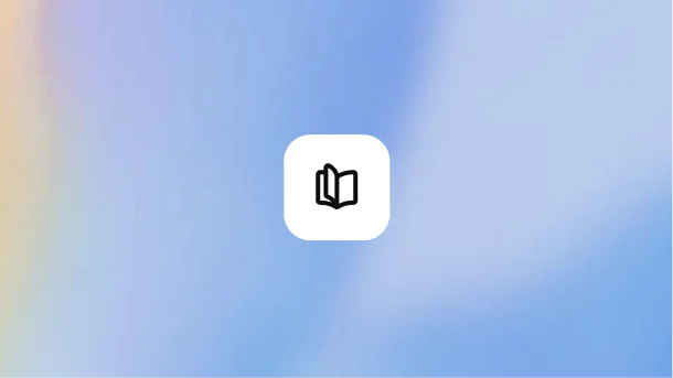 Open-book icon in a white square on a pale blue background.